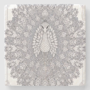 Kristal Pauw Geometrische Vogel Lijn Kunst Stenen Onderzetter