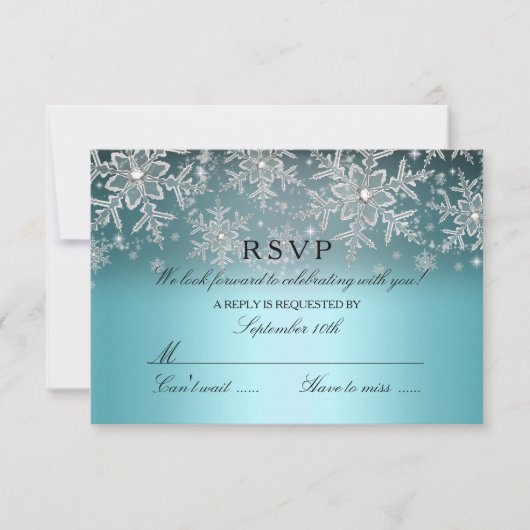 Kristal Sneeuwvlok Blauwe Winter RSVP (Voorkant)