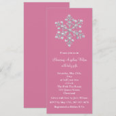 Kristal Snowflake Baby shower Invitation (roze) Kaart (Voorkant / Achterkant)