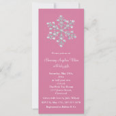 Kristal Snowflake Baby shower Invitation (roze) Kaart (Voorkant)