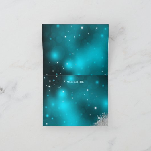 Kristal Snowflake Blauwgroen kerstKaart Feestdagen Kaart (Binnen)