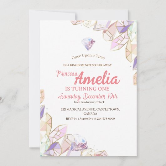 Kristal verjaardagsfeestje Eerste verjaardagsfeest Kaart (Voorkant)