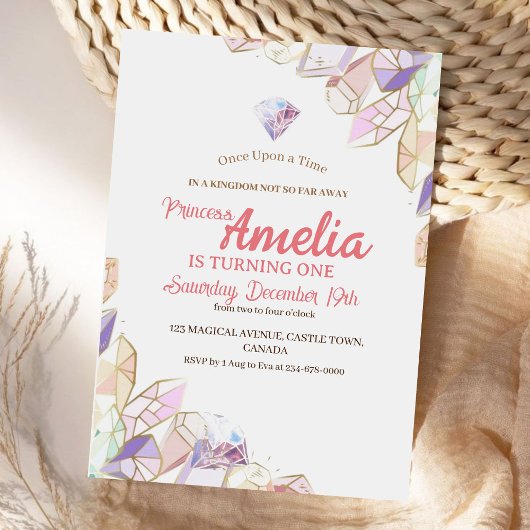 Kristal verjaardagsfeestje Eerste verjaardagsfeest Kaart