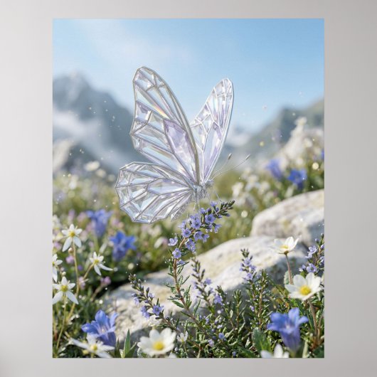 Kristal Vlinder Tuin Gloei Poster (Voorkant)