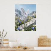 Kristal Vlinder Tuin Gloei Poster (Keuken)