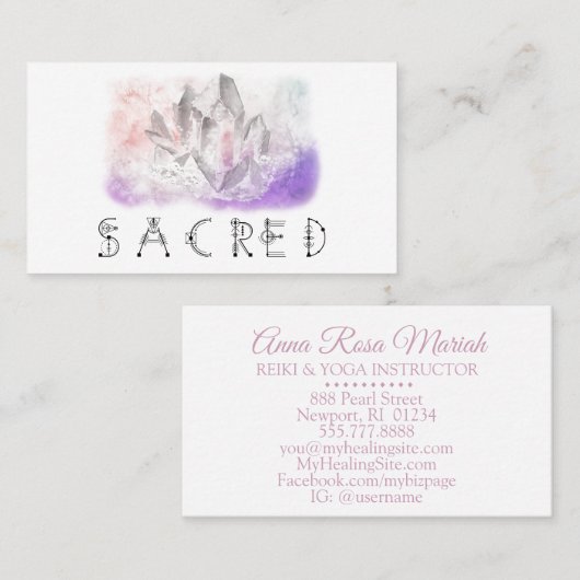 *~* Kristal Waterverf Energy Healing Arts Sacred Visitekaartje (Voorkant / Achterkant)