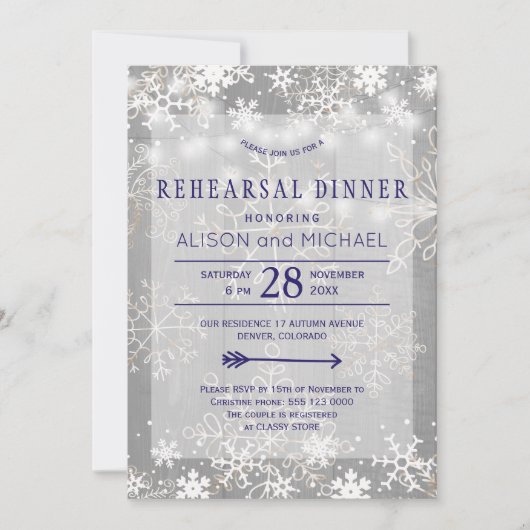 Kristal zilveren sneeuwvlokken winter repetitie di kaart (Voorkant)