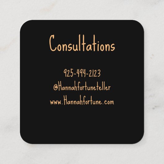 Kristal zwart en psychisch vierkante visitekaartje (Achterkant)