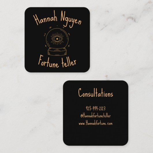 Kristal zwart en psychisch vierkante visitekaartje (Voorkant / Achterkant)