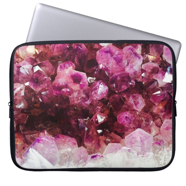 Kristalamethyst paars mineraal laptop sleeve (Voorkant)
