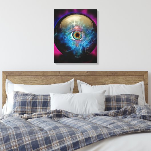 Kristalbal met oog canvas afdruk (Insitu (Slaapkamer))