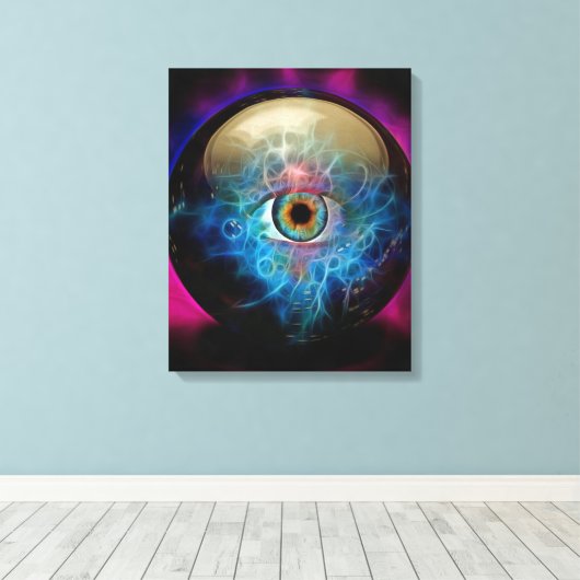 Kristalbal met oog canvas afdruk (Insitu (Houten vloer))