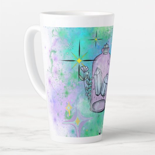 Kristalbeeld grote latte mok, heks, magie, gothic latte mok (Linkerhoek)