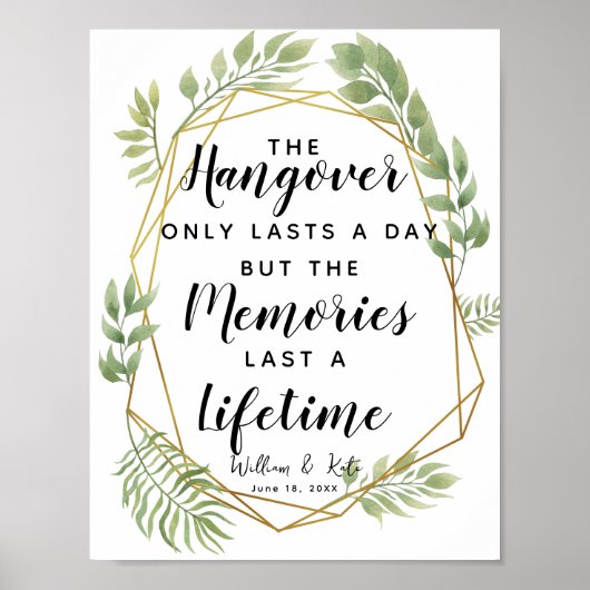 Kristalblad botanische hangover party bruiloft poster (Voorkant)