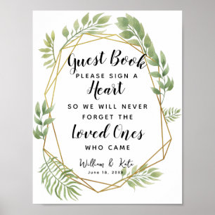 kristalblad groen hartenboek bruiloft poster