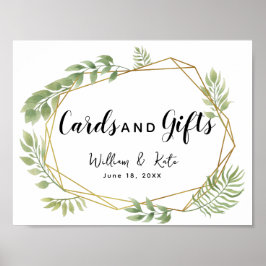 kristalblad met groene bladeren en taarten poster