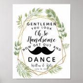 Kristalbladbladerblad GENTLEMEN BATHROOM bruiloft Poster (Voorkant)