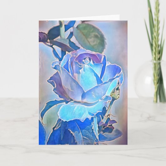 Kristalblauw Roos Art Note Kaart (Voorkant)