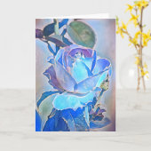 Kristalblauw Roos Art Note Kaart (Gele Bloem)