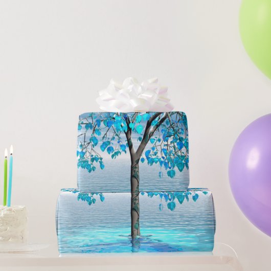 Kristalblauwe Boom Cadeaupapier (Feestgeschenken)
