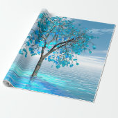 Kristalblauwe Boom Cadeaupapier (Uitgerold)