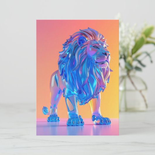 Kristalblauwe Leeuw Blanke Kaart (Staand voorkant)