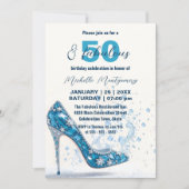 Kristalblauwe Stiletto met Edelstenen 50e Verjaard Kaart (Voorkant)