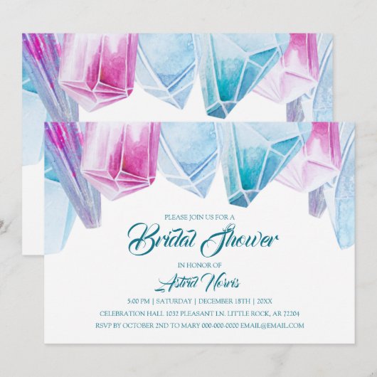 Kristalbride roze en blauwe Pareltjes Vrijgezellen Kaart (Voorkant / Achterkant)