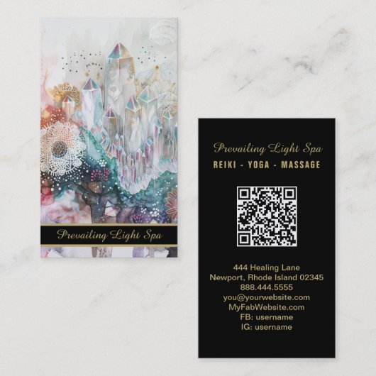 *~* Kristalcluster AP90 Artsy Drip QR Regenboog Visitekaartje (Voorkant / Achterkant)