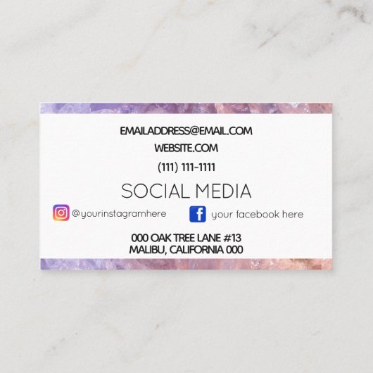 kristalgem visitekaartje (Achterkant)