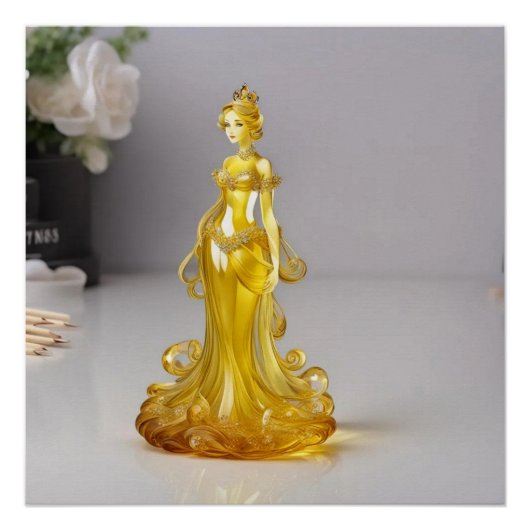 Kristalglas prinses met gele jurk perfect poster (Voorkant)