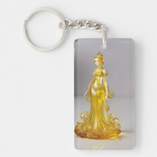 Kristalglas prinses met gele jurk sleutelhanger (Voorkant)