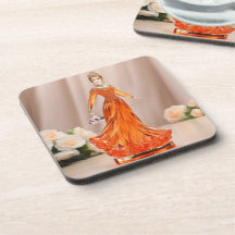 Kristalglazen prinses met oranje jurk