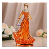 Kristalglazen prinses met oranje jurk perfect poster (Voorkant)