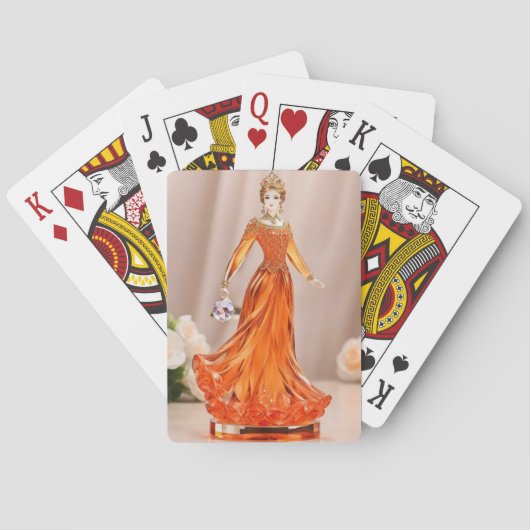 Kristalglazen prinses met oranje jurk pokerkaarten (Achterkant)