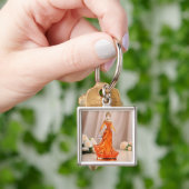 Kristalglazen prinses met oranje jurk sleutelhanger (Hand)