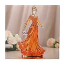 Kristalglazen prinses met oranje jurk