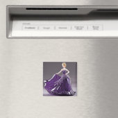 Kristalglazen prinses met paarse jurk magneet (Insitu (Vaatwasser))