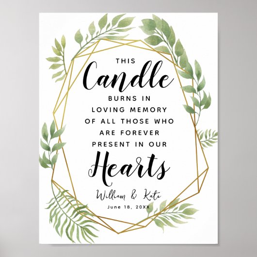 Kristalgroen blad Memory candle bruiloft Poster (Voorkant)