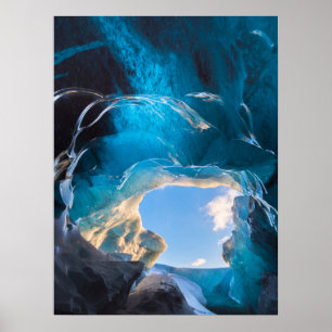 Kristalgrot, Vatnajokull-ijsveld, Zuid-IJsland Poster
