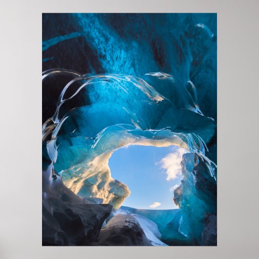 Kristalgrot, Vatnajokull-ijsveld, Zuid-IJsland Poster (Voorkant)