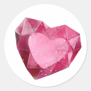 Kristalhart in roze ronde sticker