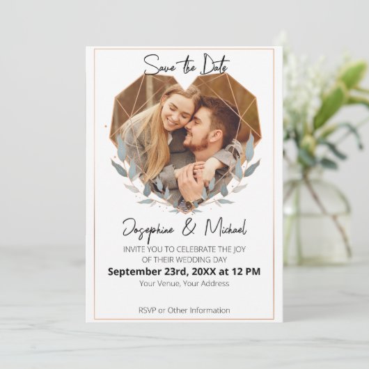 Kristalhart slaat de datum op save the date (Staand voorkant)