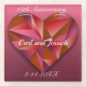 Kristalhart voor 15e Jubileum Glazen Onderzetter (Voorkant)