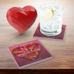 Kristalhart voor 15e Jubileum Glazen Onderzetter<br><div class="desc">De vijftiende trouwdag staat symbool voor kristal. Hier is een kristal hart met herdenkingstypografie.</div>