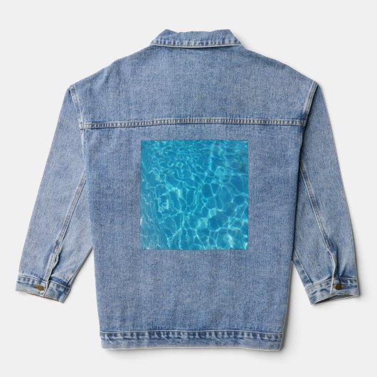 Kristalhelder Blauw Zwembadwater Denim Jacket (Achterkant)