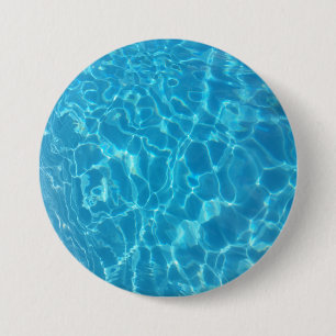 Kristalhelder Blauw Zwembadwater Ronde Button 7,6 Cm
