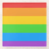 Kristalheldere Pride: Rainbow Flag Glazen Onderzetter (Voorkant)