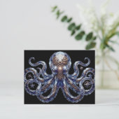 Kristallachtige Steampunk Octopus Briefkaart (Staand voorkant)