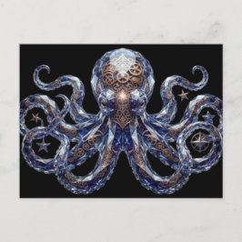 Kristallachtige Steampunk Octopus Briefkaart
